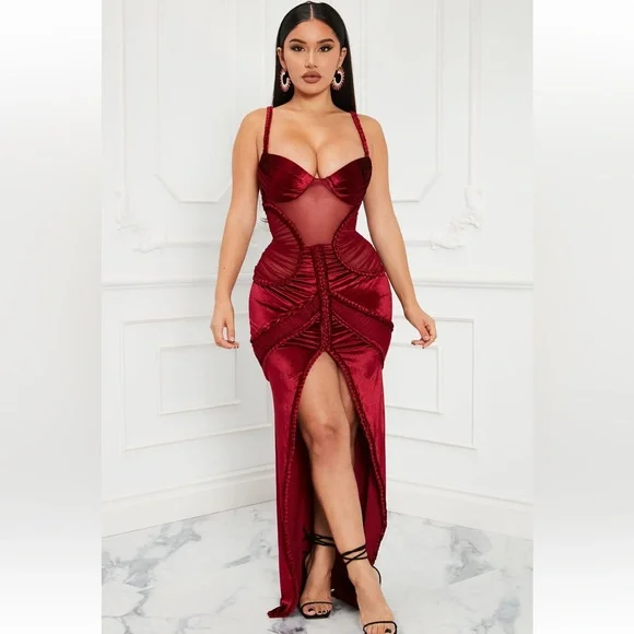 Fashion Nova | Dresses | New Burgundy Fashion Nova Luxe Dress Never Work  With Tags Still Attached | Poshmark